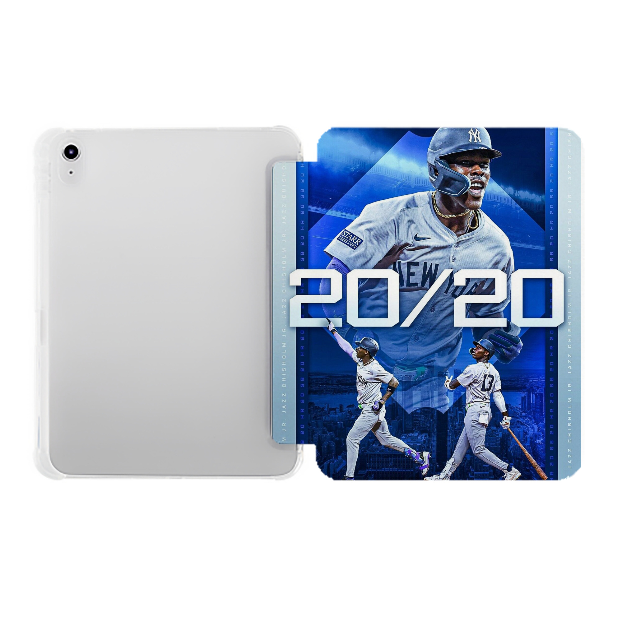 Jazz Chisholm Jr. 34 Premium Tri-Fold PU Leather & Silicone IPad Case With Pencil Slot – Fits 9.5,10.5,10.9 – Adjustable Stand, Slim, Protective